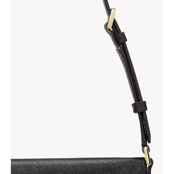 Kate Spade Staci Flap Shoulder Bag Purse in Black Leather KF371 - Picture 6 of 6